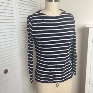 Navy and White Striped Women's Top